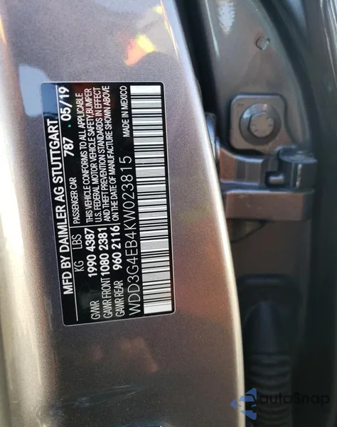 2019 Mercedes-Benz A 220 from USA, damaged, VIN WDD3G4EB4KW023815